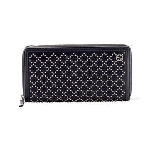Gucci Interlocking G Zip Around Wallet Diamante Studded Leather Long